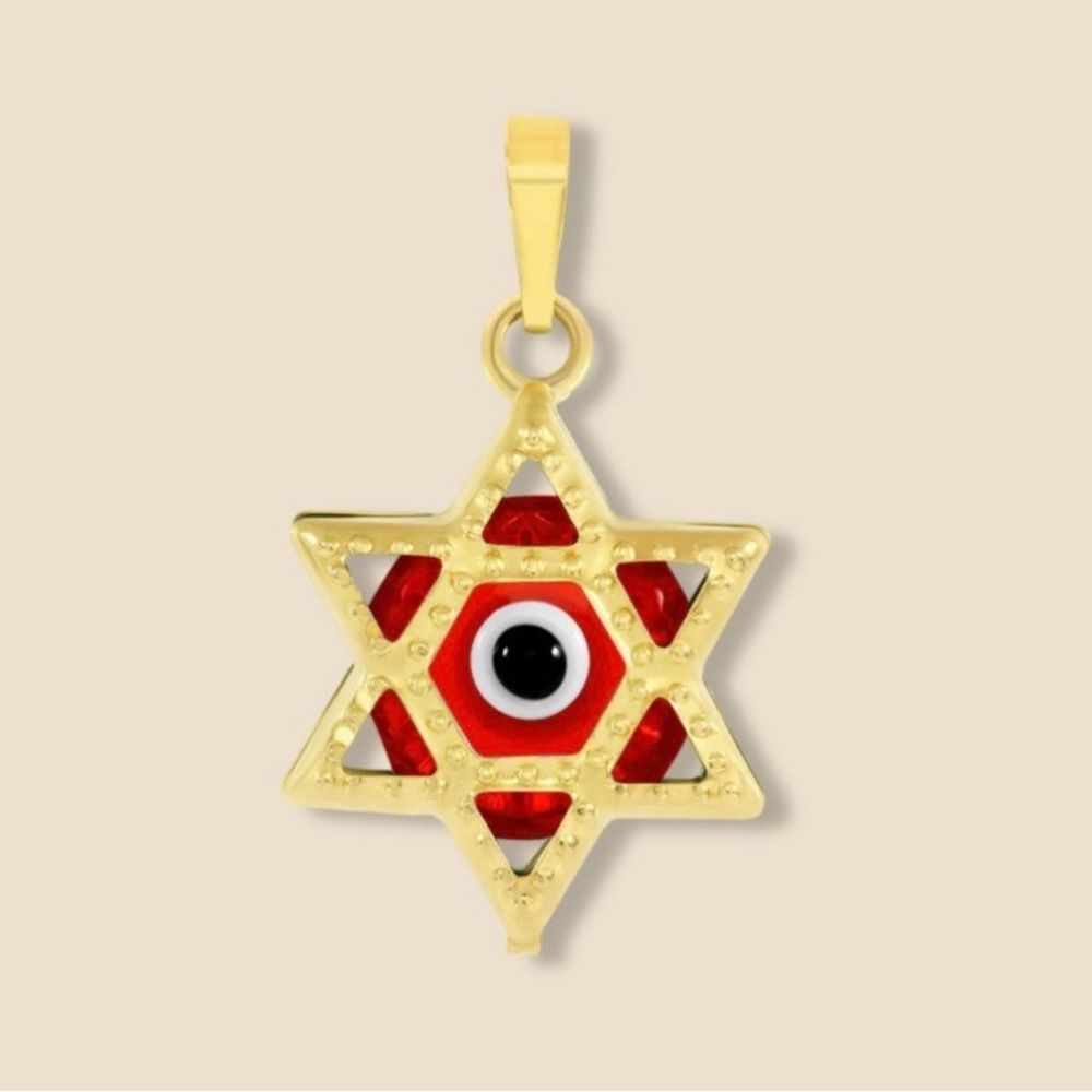 14k Real Yellow Gold Evil Eye Star Charm Pendant | evil eye charm | Gift |